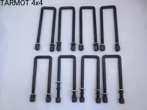 Kloryny obejmy resoru + 5cm wojenny (U-bolt for UAZ military axle + 5cm) SET 8 pieces with bolts